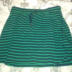 Green and Black Striped Women's Skirt